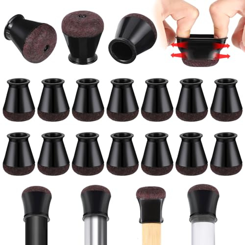 24 Stück Stuhlbeinkappen Klein, Silikon Stuhlbeinschoner Schwarz Filzgleiter für Stühle Verdickte Schutzkappen für Kippbare Stuhlbeine zum Bodenschutz (14-19mm)