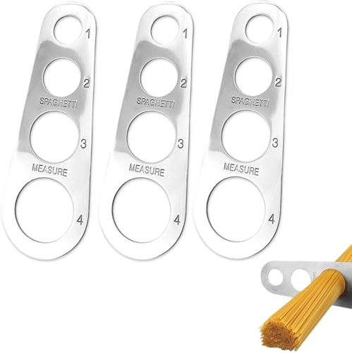 EORPAVU Medidores para la pasta Paquete de 3 medidas para pasta de acero inoxidable, medida para pasta de acero inoxidable, medida para pasta de acero inoxidable con 4 orificios de medición (plata)