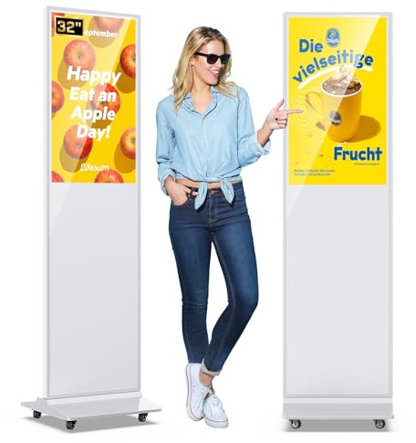 QIXZOCV - Écran tactile de 32 pouces, affichage LCD de kiosque de signalisation numérique d'intérieur, plancher debout, affichage publicitaire, totem, moniteur interactif, système
