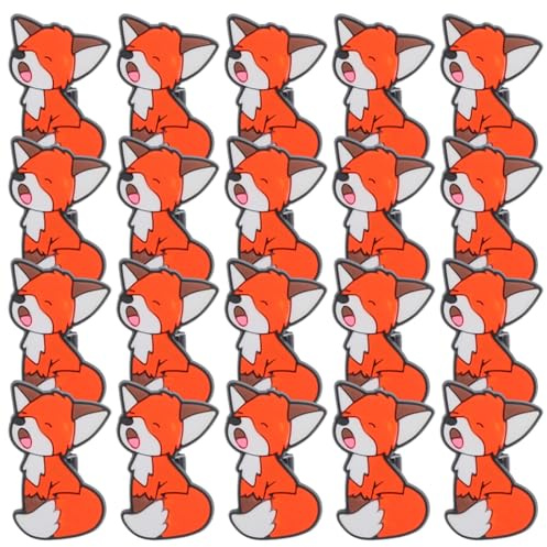 Operitacx 20 stycken rävstiftsklämma spänne penntillbehör pennklämma hänge korrigering söta pennklämmor roliga verktyg fickstiftklämmor PVC mjukt lim orange