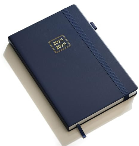 DeDe Bee Kalender 2025-2026 Wochenplaner, Terminplaner buchkalender, A5 Gebundene Ausgabe Tagebuch, Mehrsprachiges, 1 Woche 2 Seiten, Juli 2025 - Dezember 2026 (Blau)