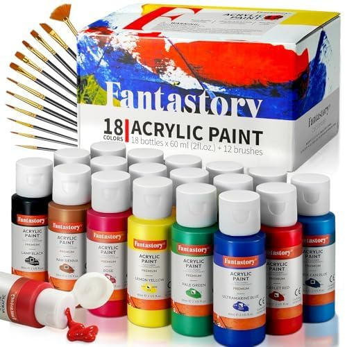 Fantastory 60 ml titanio blanca pintura acrílica- Alta opacidad,de secado rápido,resistente a la luz;ideal para lienzo,madera, cerámica,modelos; para artistas, aficionados, escuelas[SerieProfesional]