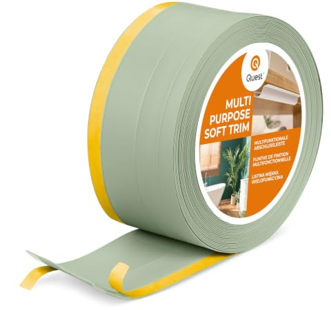 Quest Plinthe 4en1 Multifonction 120 mm Flexible - Vert clair, 10 m | Moulure avec canal à câbles intégré, sans perçage, forte adhérence, résistante aux chocs, maison, bureau & garage