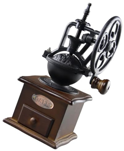 Warmhm Macinacaffè Manuale Vintage Per Chicchi Di Caffè in Legno e Ceramica, Macchina Portatile Piccola a Manico, Per Cucina, Ufficio e Viaggi