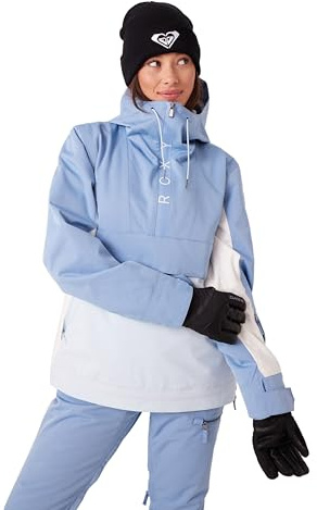 Roxy Women's Shelter Snowboard Jacket – 10K Waterproof Insulated Ski Jacket, PFAS-Free, Hydrosmart Collar, Blue Combo, Small