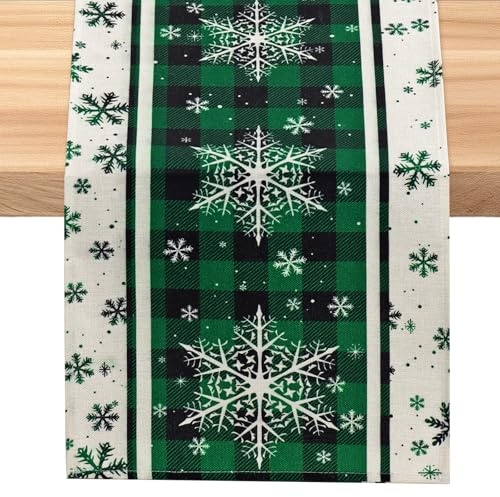 SOMYTING Tischläufer Weihnachten 33x230cm Winterlich Abwaschbar Weihnachtsdekorationskugel Tischläufe Modern Küche Weihnachten Tischläufer für Winter Weihnachtsessen Tisch Deko (Grün)