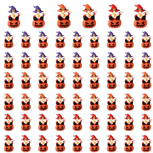 30pcs Miniature Pumpkins Gnomes, 3 Colors PVC Material Fun Mini Halloween Pumpkin Gnome Tiny Small Statues with Candy Element for Halloween Party Themed Party Decoration Hide and Seek Favors