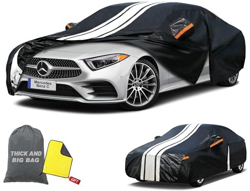 Cowtcver Autoabdeckung Wasserdicht für Mercedes-Benz C Klasse 2007-2026 | 10 Schichten Autoplane Atmungsaktiv für Sonne Staub Schutz, Vollgarage für C Klasse W204/W205/W206/C180/C200/C220/W520.