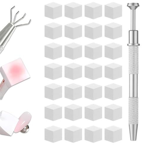 JEYORZY 200 Stück Nail Art Schwämme mit Metallgreifer, Nagelkunst Schwammpinsel, Maniküre Zubehör für Nägel, um Eine Vielzahl für Ombre und Gradient Nageldesign