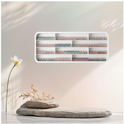 ZBJDX Porta Smalto per Unghie Bianco da Parete, Mensola da Parete in Legno per Profumi, Organizer Multistrato per Oli Essenziali, per Salone di Bellezza Domestico,1.2m