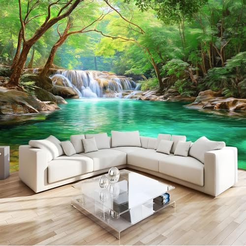 Verde Papel Pintado Paisajes Naturales 200 X 140 Cm Selva Cascada Fotomurale 3D, Fotomurales Pared Tejido No Tejido Murales Fotográfico - Moderno Decoración De Paredes