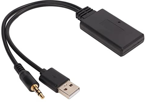 Qqmora Adattatore Musicale Ad Alta velocità per Ricevitore Bluetooth 5.0 Universale per Autoradio e Automobile, Design Compatto in ABS e Metallo