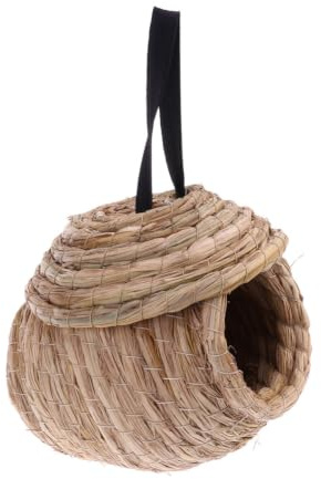 iplusmile Nid Nichoir à Petits Tissé pour Paille Perruches Main et Animaux | Forme Nid-caverne, Maintien au Chaud, Ambiance Naturelle, Adapté aux Perruches Ondulées Petits Animaux