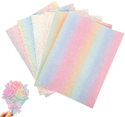 XIHIRCD Lot de 6 Feuilles de Repassage en Tissu à Paillettes Arc-En-Ciel pour Perles à Repasser, Accessoires Réutilisables en Cuir PU pour la Création Bijoux et Autres Créations Artistiques