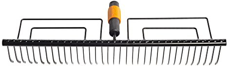 Fiskars Rasenrechen mit 35 Zinken, Werkzeugkopf, Breite: 57 cm, Gehärtete Stahlzinken, Schwarz, QuikFit, 1000656