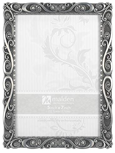 Malden International Designs 5371-57 Morgan Pewter Metal Picture Frame, 5x7, Silver