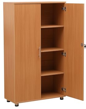MMT Furniture Designs Ltd Office Storage Cupboard Bookcase Filing Cabinet Beech Lockable 2 Door Cabinet