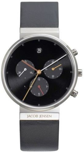 JACOB JENSEN Damenuhr CHRONO SERIES Nr. 613 32613, schwarz, mit Lederband