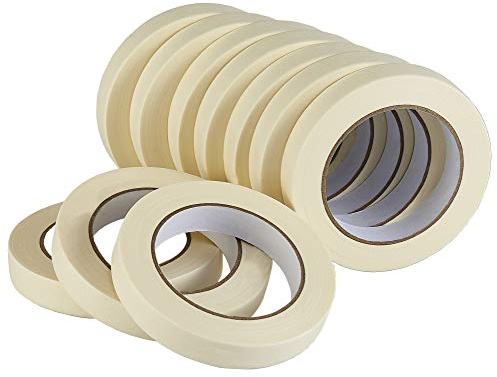 Lichamp Masking Tape 10 Pack General Purpose Beige White Color, 0.75 inch x 55 Yards x 10 Rolls (550 Total Yards), for Painting, Home, Office, School Stationery, Arts, Crafts etc. (3004)