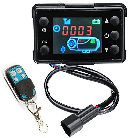 Sunwan 12 V bilvärmare, LCD-omkopplare, styrenhet med 4 knappar, fjärrkontroll för bil, diesel, luftvärme, parkeringsvärmare