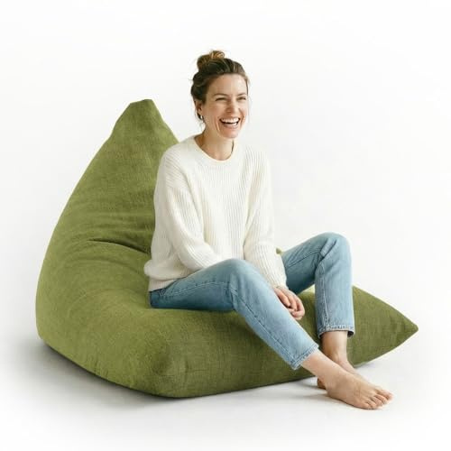 Lumaland Gaming saccosäck och golvkudde | XXL beanbag i triangelform | 150 x 100 x 100 cm och 370 l volym | tvättbart och robust överdrag | Perfekt att använda som fåtölj och soffa | lätt sittdyna