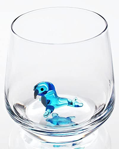 3D-Trinkglasbecher mit niedlichem Tier innen, handgefertigte Glas-Tierfigur, stielloses Glas für Wasser, Wein, Milch, Getränke, 345 ml
