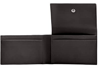 NAVA DESIGN - Portafoglio e Porta Carte di Credito con 5 Tasche per CC e Documenti, Due Scomparti per Banconote, Portamonete Chiuso con Zip e Schermatura RFID, Colore Caffè - Dimensioni 8 x 10 cm