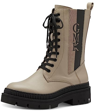 MARCO TOZZI by Guido Maria Kretschmer Damen Stiefeletten zum Schnüren mit Plateau mit Reißverschluss, Braun (Taupe Comb), 41 EU