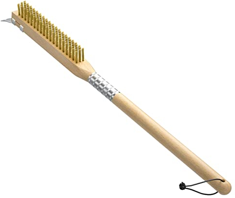 G.a HOMEFAVOR Cepillo para Horno de Pizza, Cepillo De Limpieza De Piedra para Pizza, Cerdas de latón y raspador de Acero, con Mango de Madera