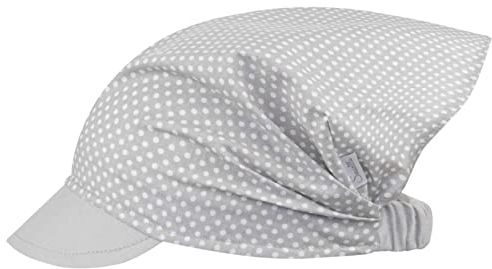 Smarilla Schirmmütze Mädchenmütze Sommermütze Kopftuch Baumwolle Punkte, Farbe: Hellgrau, Größe: L (50/52)