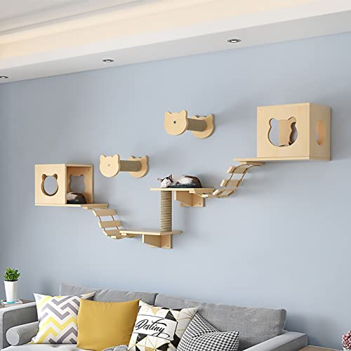 Katzenbett Wand, Kletterwand für Katzen, Katzen Wandmöbel, Wandpark für Katzen, Katzenwandparkour,Kletterleiter, Springen Turm, zum Schlafen, Spielen, Klettern und Faulenzen (Size : Style4)