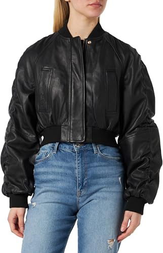 Pinko Damen Bolina Bomber Nappa Bio Jacke, Z99_Black Limousine, 36