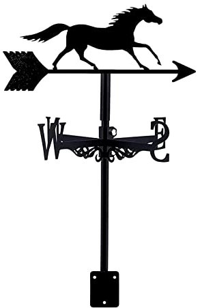 EICOFF Dekorative Windfahne, Wetterfahne im Garten, Wetterhahn, schwarzes laufendes Pferd, Windrichtungsanzeiger mit Dachmontage, Retro-Gartenform, kreative Heimdekoration, Ornament, Geschenk