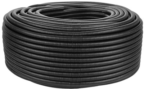 GBACHOOSE 2 Pcs 50 M Length Flexible Corrugated Conduit, ID 10mm x OD 13mm Cable Protection Pipe, Black Wire Tube Pipe Hose Plastic for Car Garden Office Electric Wiring Trunking