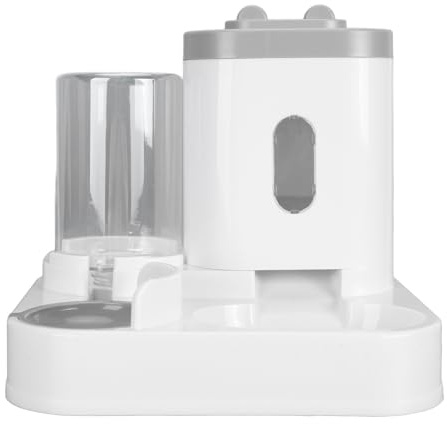 Automatic Pets Feeder and Water Dispenser Set, 2 in 1 Large Capacity Gravity Food Feeder and Waterer Set, Easily Clean Self Feeding for Small Medium Large Pets Dogs Cats (Gray)