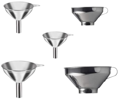 Garneck Lot De 5 Mini Entonnoirs Larges En Acier Inoxydable, Multifonctions, Transfert Précis De Confiture Et Huiles Essentielles, Usage La Cuisine Et Conservation