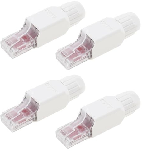 OTOTEC 4 Uds. Conector RJ45 Sin Herramientas Enchufe Modular Cat6A Chapado en Oro Extremos de Cable Ethernet Cat6A para Cable de Red de 23 A 26 AWG