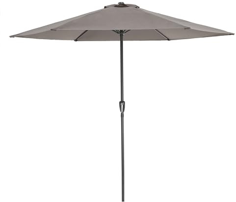 ACAZA Parasol Droit 3m Ronde, en Aluminium, Pour Jardin et Balcon Extérieur, Protection UV Solaire, Hauteur Réglable, Taupe