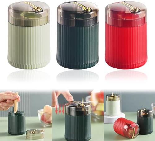 Calkkrer 3 pcs Pop-Up Distribuidor Automático de Palillos de Dientes, Ligero y Lujoso Diseño Pop-Up Distribuidor de Palillos de Dientes, Distribuidor Automático de Palillos de Dientes.