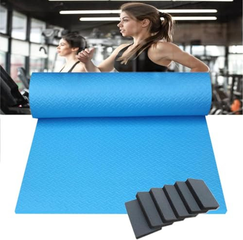 Gymnastikmatte, 1,5 cm dick, strapazierfähig, Bodenschutz und Geräuschreduzierung, große Heimtrainermatte für Fitness, Blau, 150 x 90 x 1,5 cm