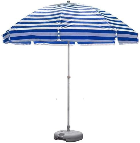 Gartenschirm, tragbar, Terrassenschirm, Sonnenschutz mit 8 stabilen Rippen und Kurbel, UV-50+, gestreifter Strandschirm, 2,5 m