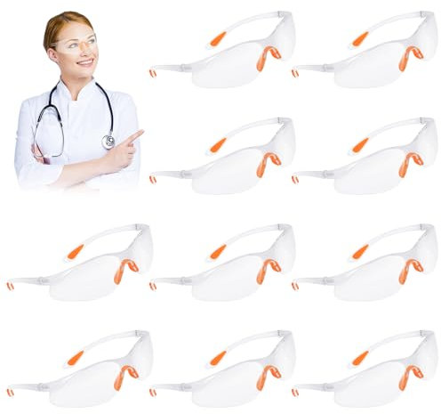 ZWQLZG Safety Glasses, 10 Pcs Clear Safety Glasses for Work Eye Protection Glasses Work Glasses Safety Goggles Protective Glasses Eye Protection for Construction Laboratory Anti Dust Chemistry