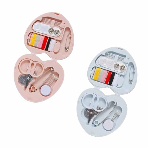 2 Pezzi Kit da Cucito Multifunzionali, Kit di Strumenti da Cucito Portatili, Kit da Cucito Portatili da Viaggio, Mini Scatola da Cucito Fatta a Mano, per Adulti Principianti Viaggi a Casa