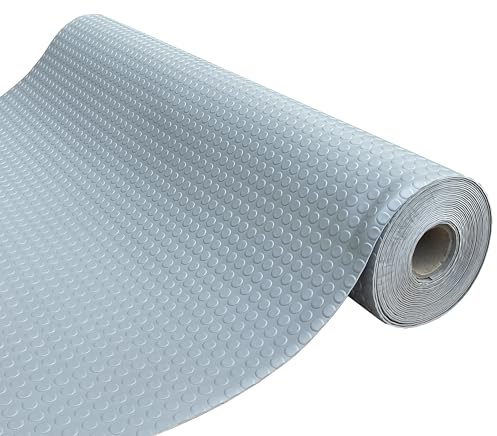 Shield Autocare © Heavy Duty Commerical Grade PVC Vinyl Floor Matting Garage Industrial Coin Penny Pattern Black | Blue | Light Grey | Dark Grey | 1.3m Width | 3mm Thick (Light Grey, 5m x 1.3m)