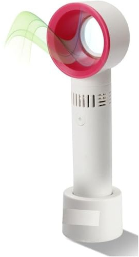 VIVAAS 360° Bladeless Fan Hand Held Desktop Mini Portable USB Rechargeable Cooler Fan Quick Cool White And Red Perfect For Home, Work, Or On The Go
