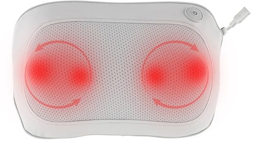 TERRAILLON - MULTI MASSAGER - Coussin massant et chauffant, massage Shiatsu Multizones, Relaxant et anti-stress, 4 têtes de massage, 2 sens de rotation, Chaleur apaisante, USB-C, Cuir et Mailles, Gris