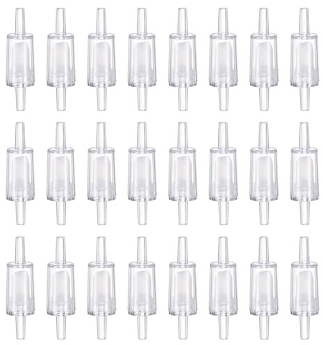 M METERXITY 24-Pack Aquarium Air Check Valve, Plastic One Way Non-Return Valves Air Valve Air Tubing Accessories Air Pump Accessories for 3/16 Airline Tubing Fish Tank [Clear White]