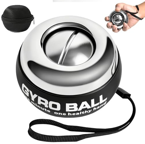 BeSokar Palla Gyro Giratoria in Metallo Completo, Palla per l'allenamento del Polso, Avvio Automatico, Resistenza a 5 Livelli, Trainer Giroscopo per l'Avambraccio, per il Rafforzamento di Braccia
