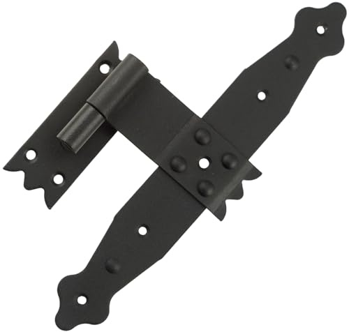 FEINZ Cerniere per porte esterne e cancelli da giardino | Cerniere a croce 235mm nere, esterne, Cerniera per porte per cancelli in legno