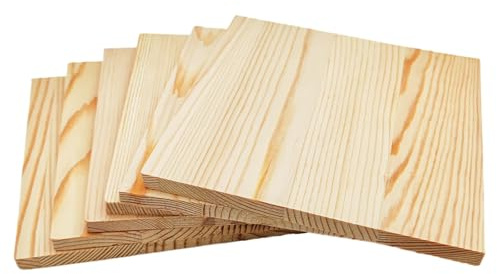 6PCS Unfinished Wood Square Blocks for Crafts, 15x15x0.8cm Blank Wooden Squares Pine Wood Boards for Wood Carving,DIY Coasters,Painting & Burning